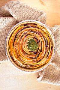 Tarte spiralée aux carottes multicolores