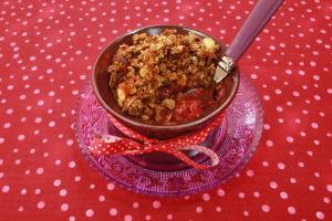 Crumble pomme-framboise avoine et coco