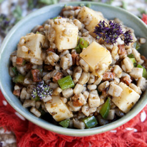 Salade de crozets à l’Abondance, huile de chorizo et origan